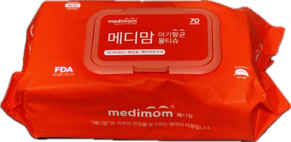(특허)메디맘 아기  항균 청결물티슈 1팩 (친환경100%레이온/팩당 70매)